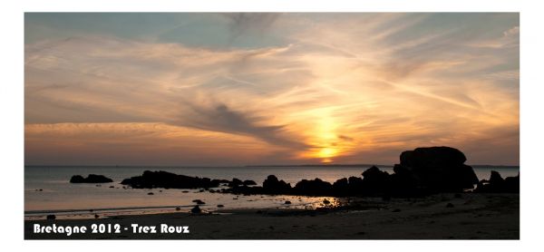 Coucher de soleil sur la plage de Trez Rouz - Presqu'île de Crozon